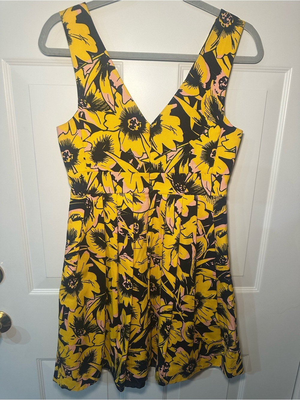 J.Crew Navy Yellow Floral Fit & Flare Dress Size 2 Sleeveless - Picture 4 of 8